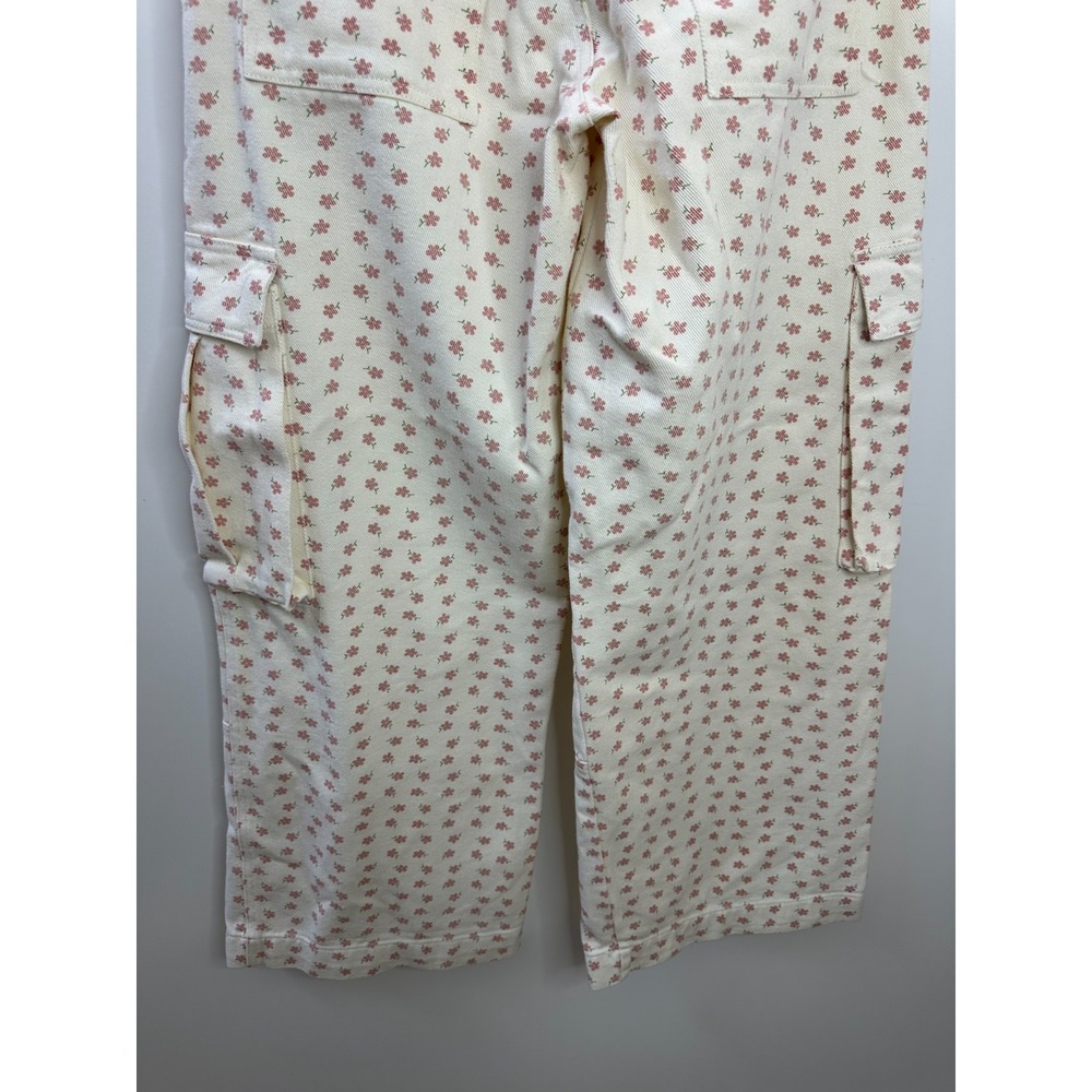 Altar'd State Ellis Floral Cargo Pants Cream Pink High Rise Wide Leg Size Medium - Picture 14 of 16